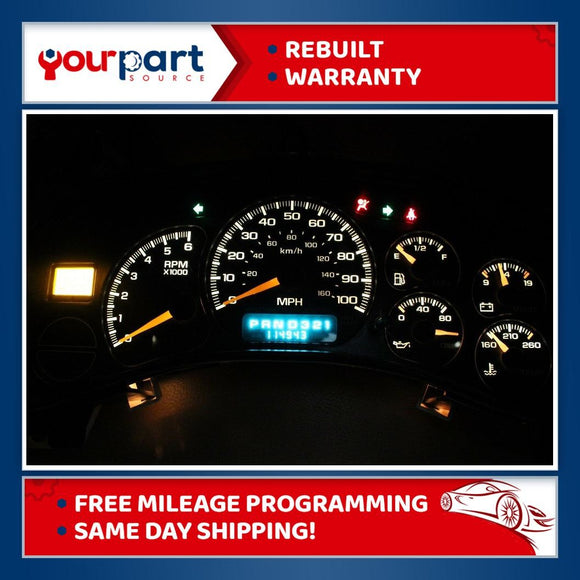 01-02 1500 INSTRUMENT CLUSTER SPEEDOMETER OEM REBUILT 15758075 ODO PROGRAMMING