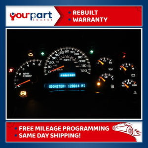 03-04 1500 2500 SIERRA TAHOE INSTRUMENT CLUSTER SPEEDOMETER 15190826 OEM REFURB